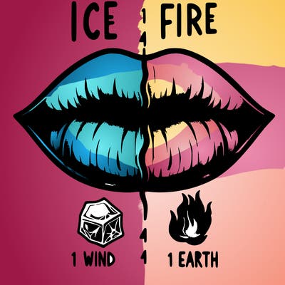 realistic lip split in fourth . 1 fourth ice 1 fire 1wind 1 earth