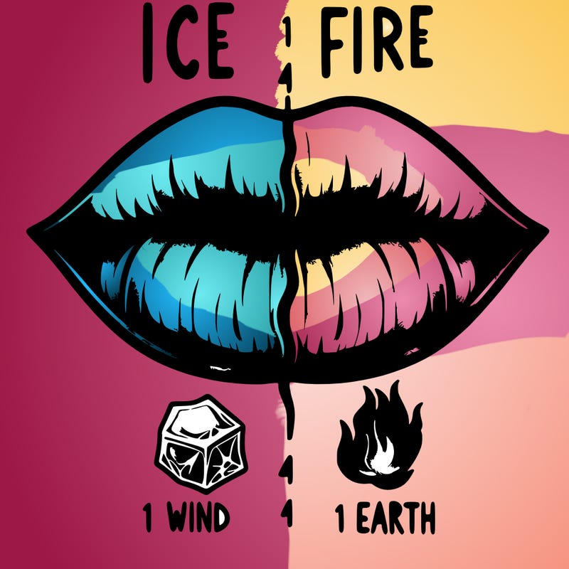 realistic lip split in fourth . 1 fourth ice 1 fire 1wind 1 earth