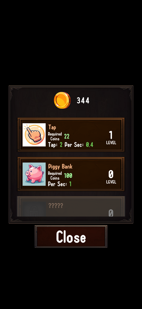 Coin Clicker - Coin Tap Game - Upgrade menu showing facility options in Coin Clicker game