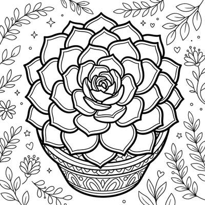 Immerse yourself in the captivating beauty of an Echeveria succulent with this intricately designed coloring page. Bring this stunning rosette plant to life with your favorite colors and artistic flair.