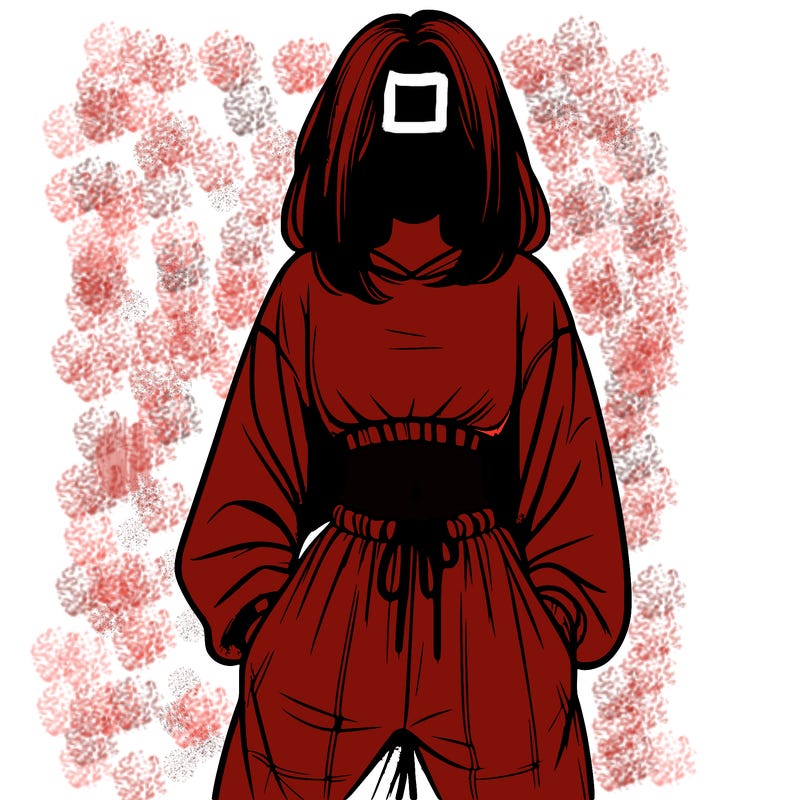 realistic girl faceless with baggy pants and a crop top