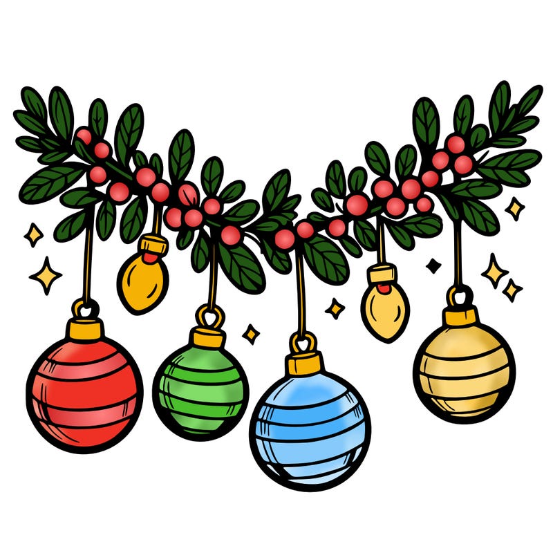 christmas garland with big bulbs