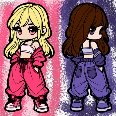 girl in crop top and baggy pants