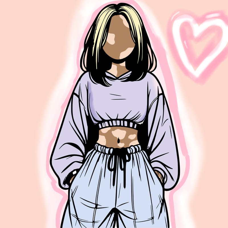 realistic girl faceless with baggy pants and a crop top