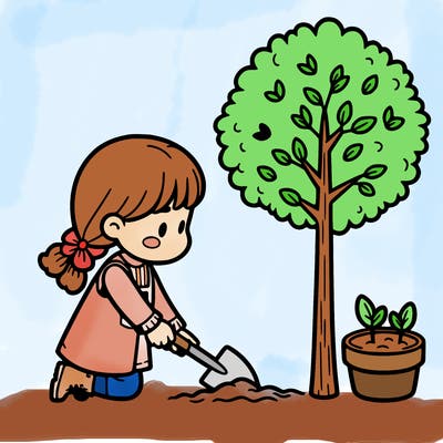 girl planting a tree