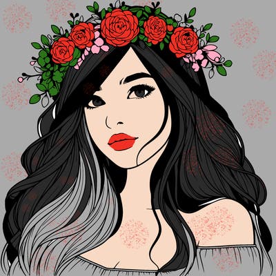 realistic girl with flower crown
