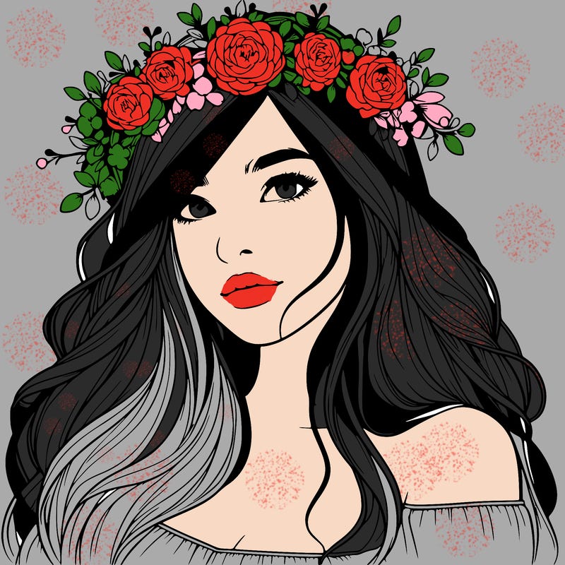 realistic girl with flower crown