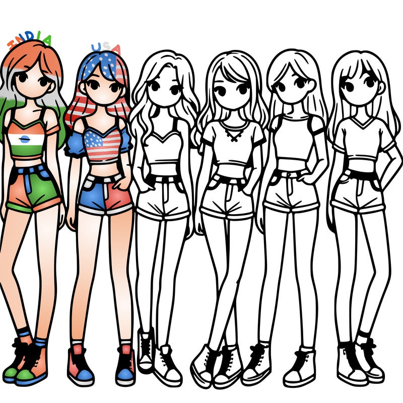 a group of girls wearing crop tops and shorts