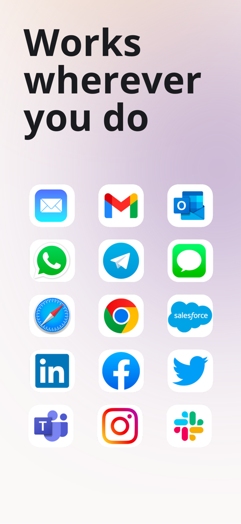 A collection of popular communication and productivity app icons illustrating ParagraphAI compatibility