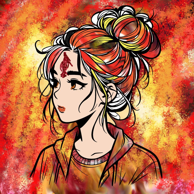 realistic teenage girl with a messy bun