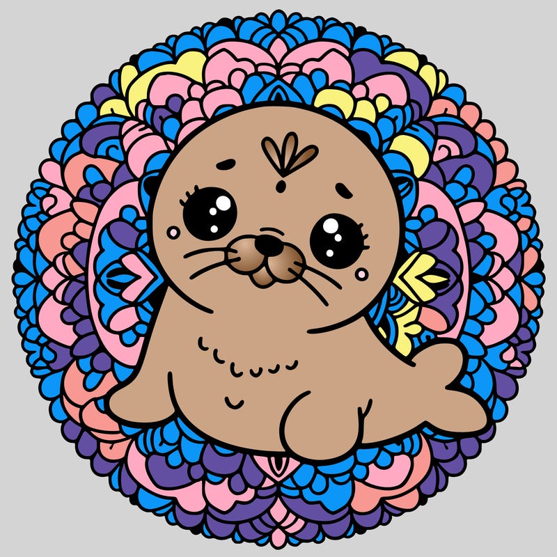 a cute baby seal mandala