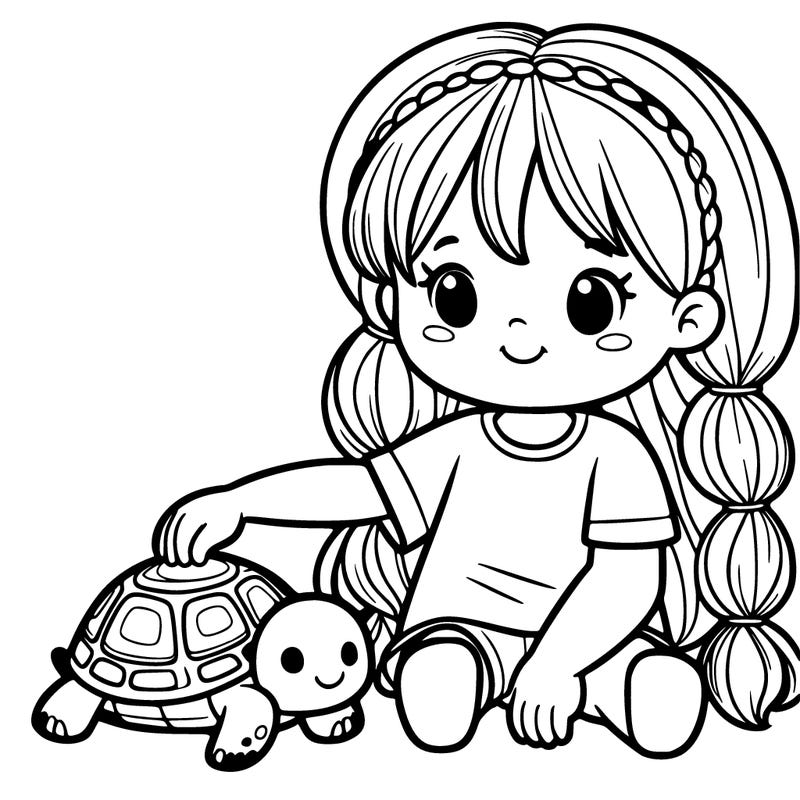 little girl with a baby turtle