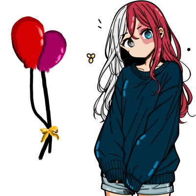 manga teen girl  in a sweater and baggy pants