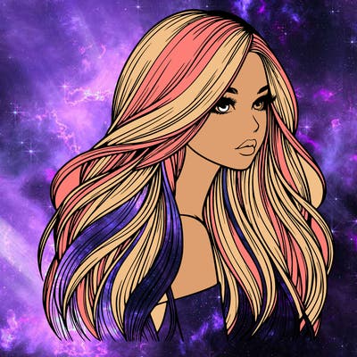realistic girl with long realistic hair
