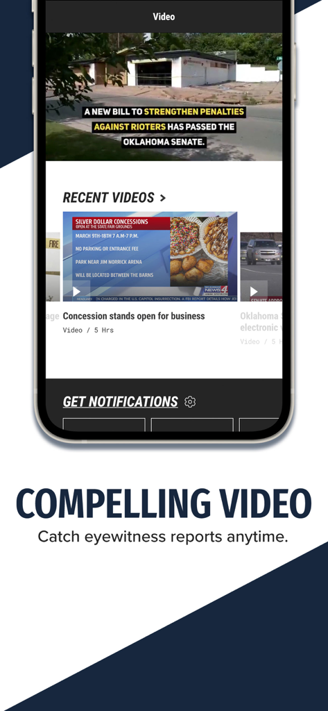KFOR News 4 app interface featuring local video reports and eyewitness news coverage