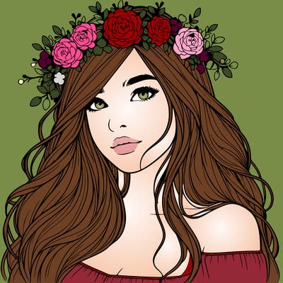 realistic girl with flower crown