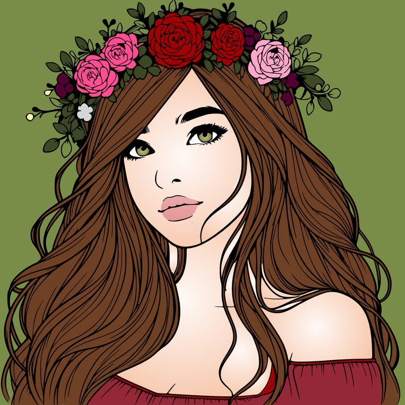 realistic girl with flower crown