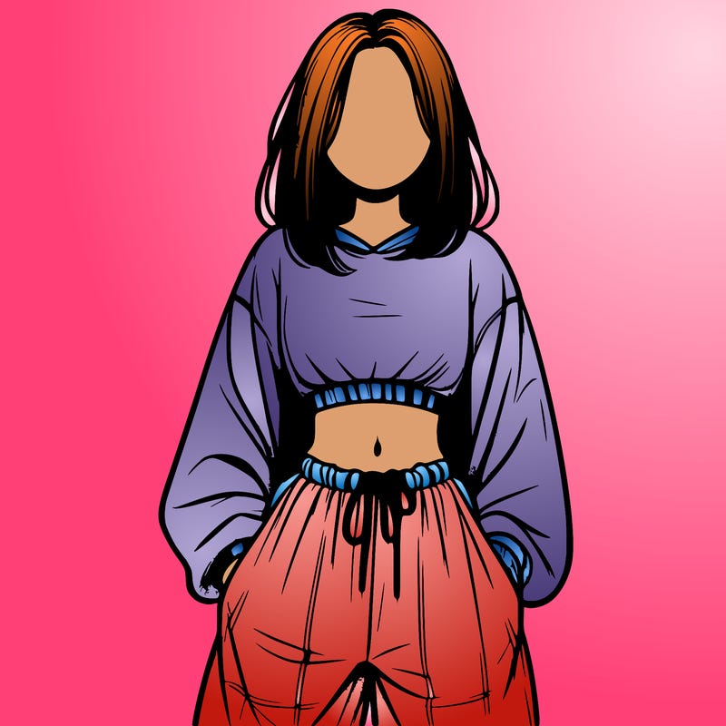 realistic girl faceless with baggy pants and a crop top