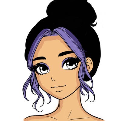 realistic pretty girl with hair in bun