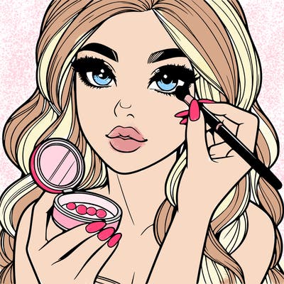 realistic girl doing makeup