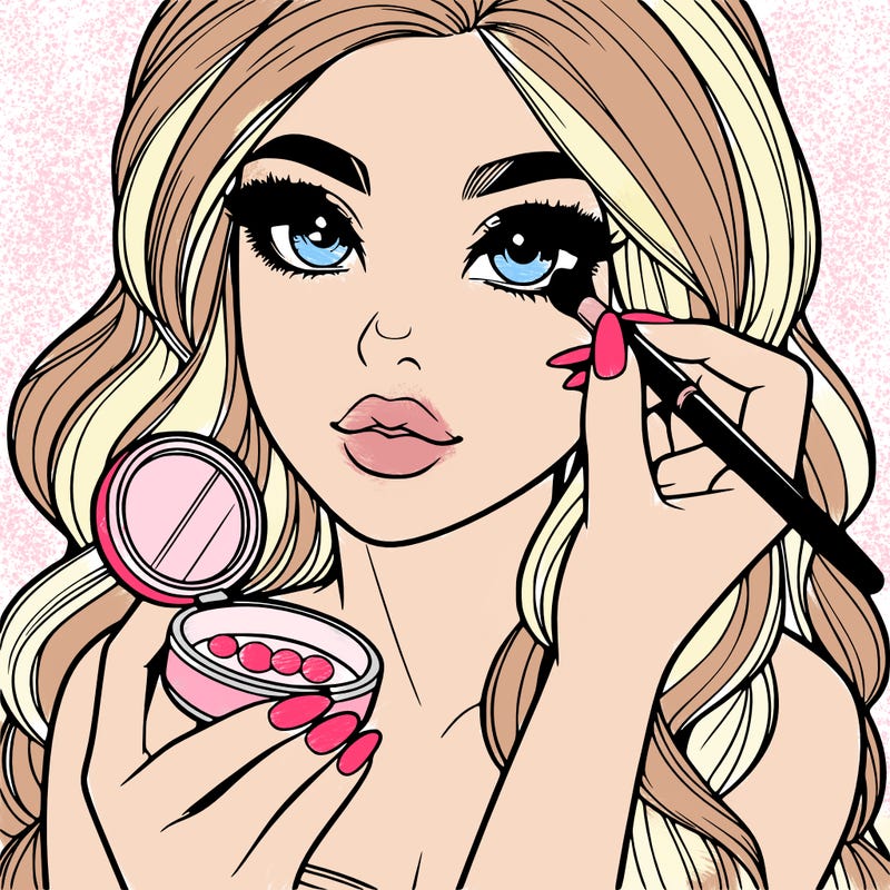 realistic girl doing makeup