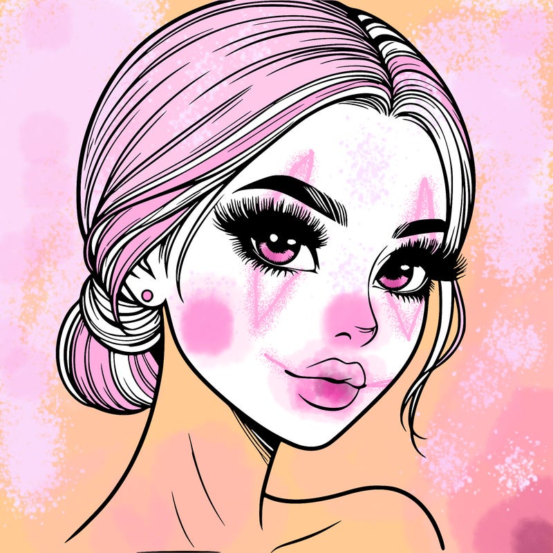 realistic girl with lashes