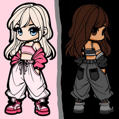 girl in crop top and baggy pants