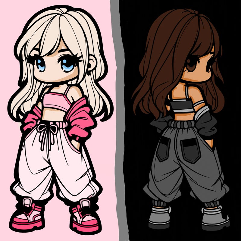 girl in crop top and baggy pants