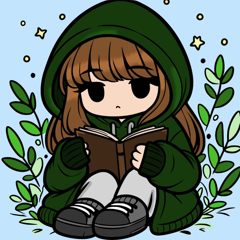 girl in oversized hoodie reading a book