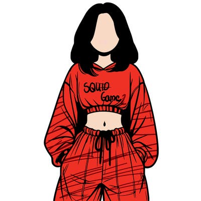 realistic girl faceless with baggy pants and a crop top