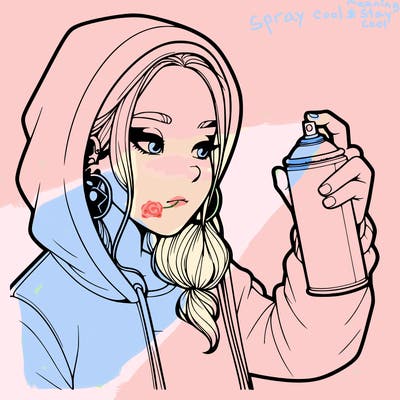 a realistic girl, spray painting