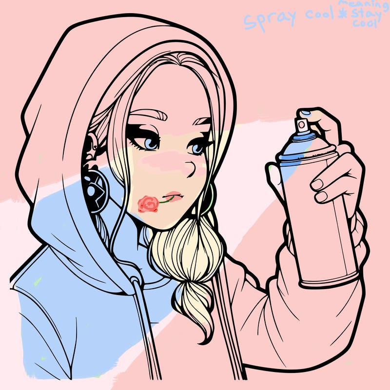 a realistic girl, spray painting
