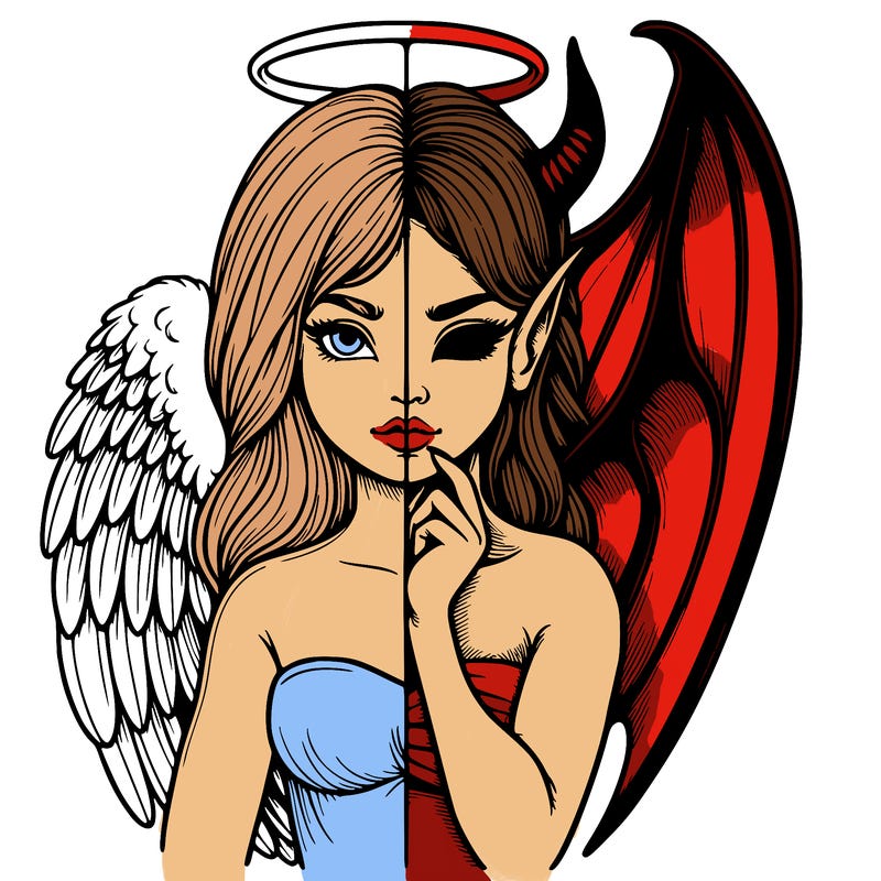 realistic angel half demon