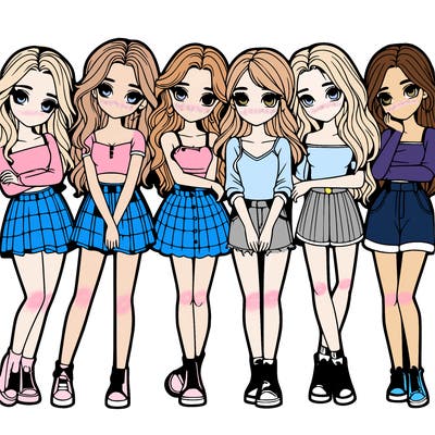 a group of girls realistic