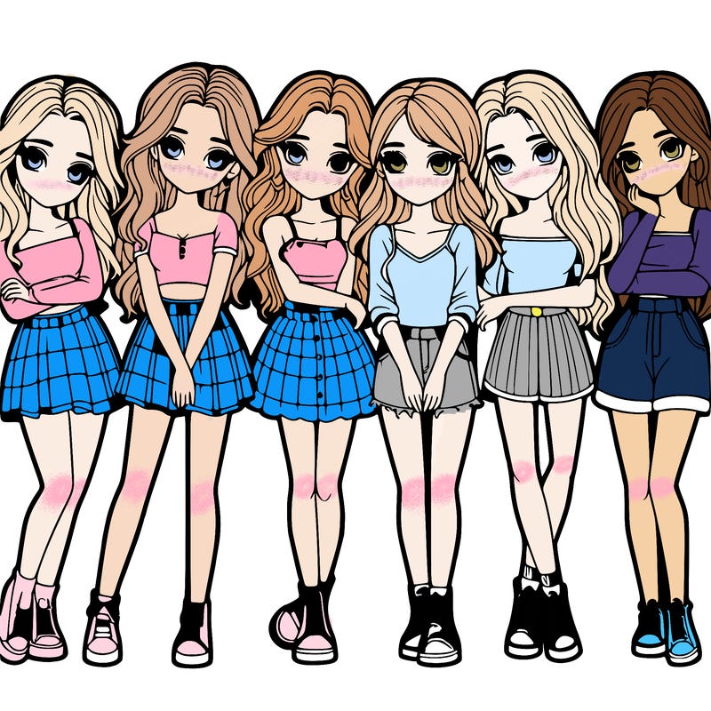 a group of girls realistic