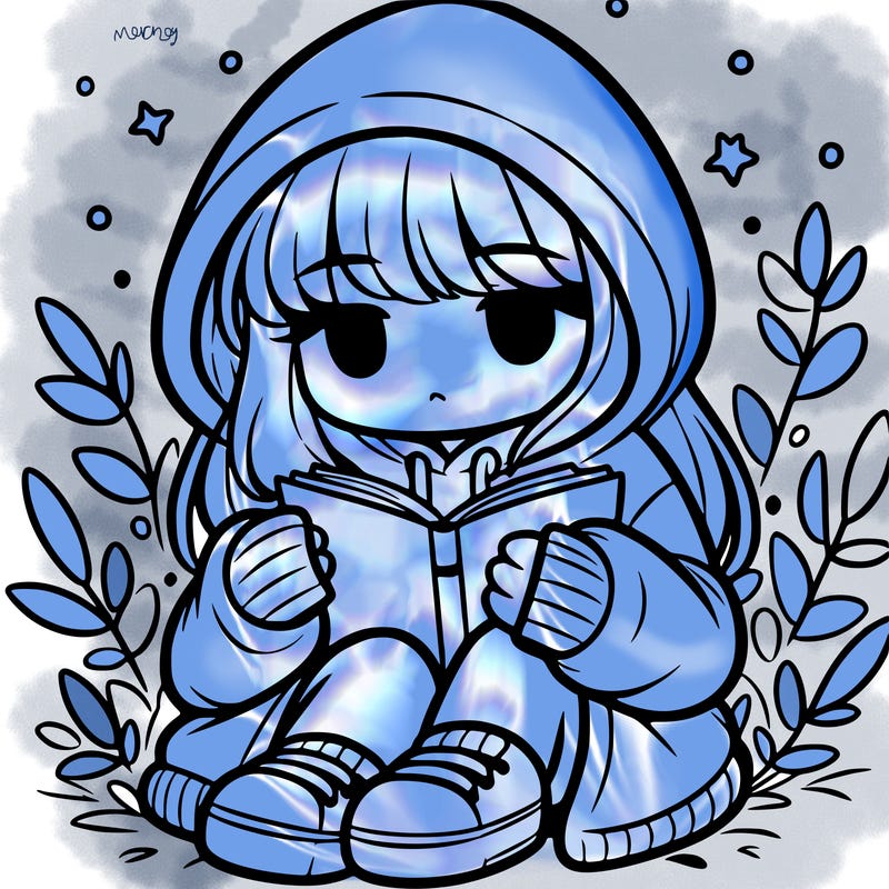 girl in oversized hoodie reading a book