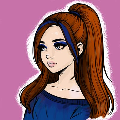 realistic girl with a high ponytail