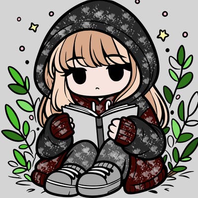 girl in oversized hoodie reading a book