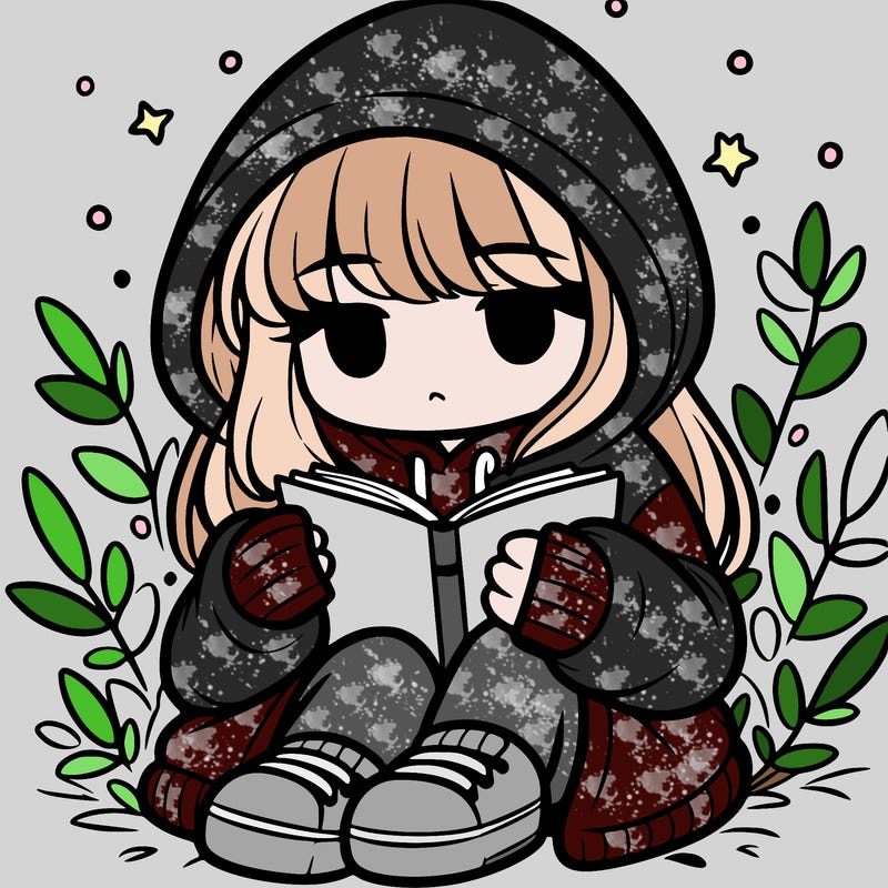 girl in oversized hoodie reading a book