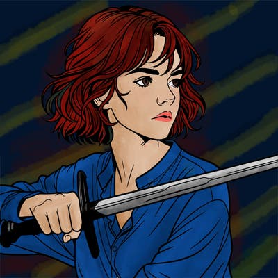 realistic girl with a sword