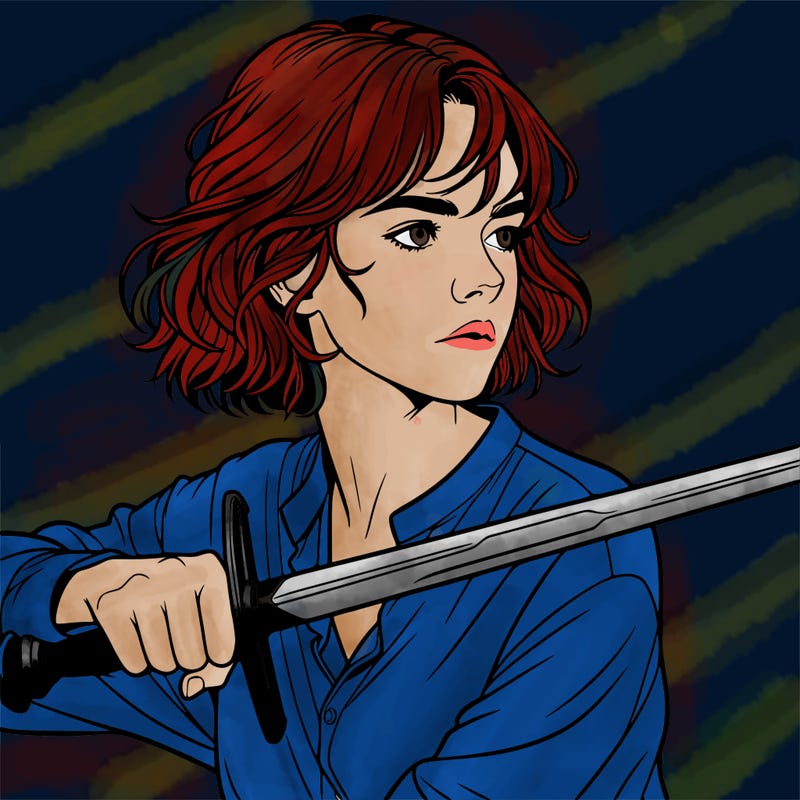 realistic girl with a sword