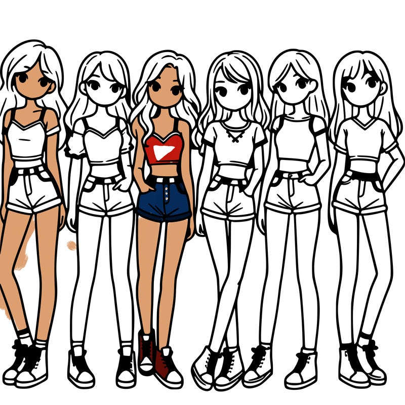 a group of girls wearing crop tops and shorts