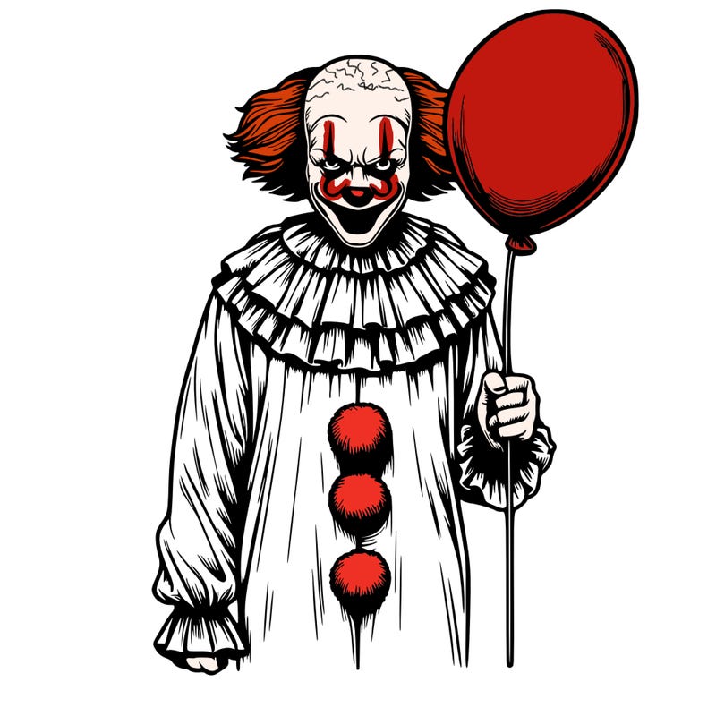 realistic creepy pennywise full costume holding balloon