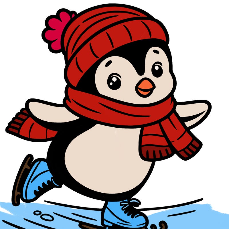 a penguin ice skating