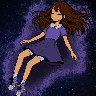 realistic girl floating