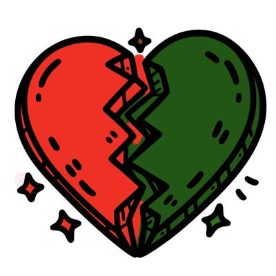 split in half heart