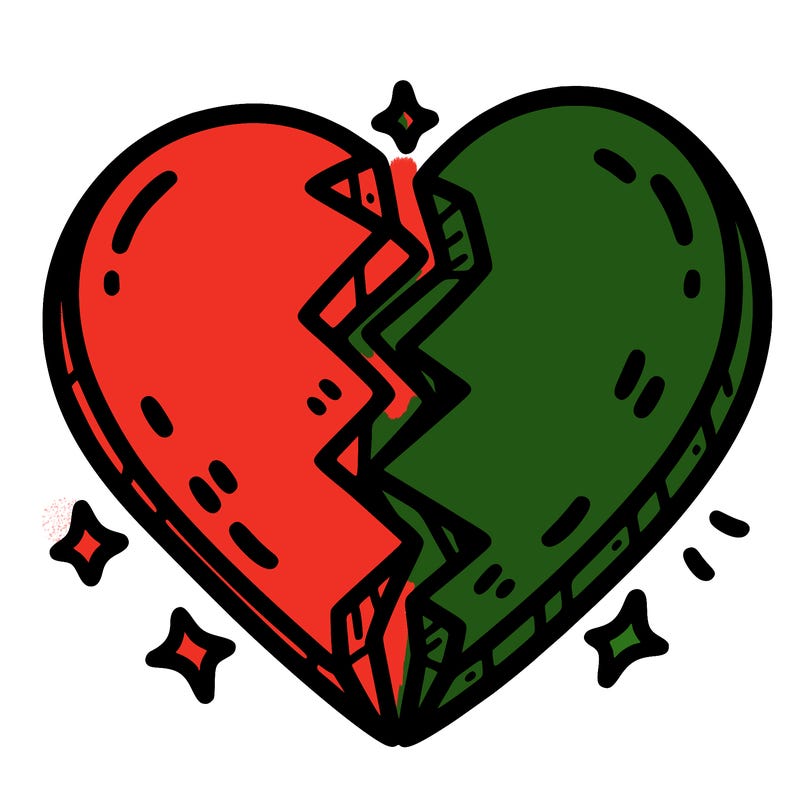 split in half heart