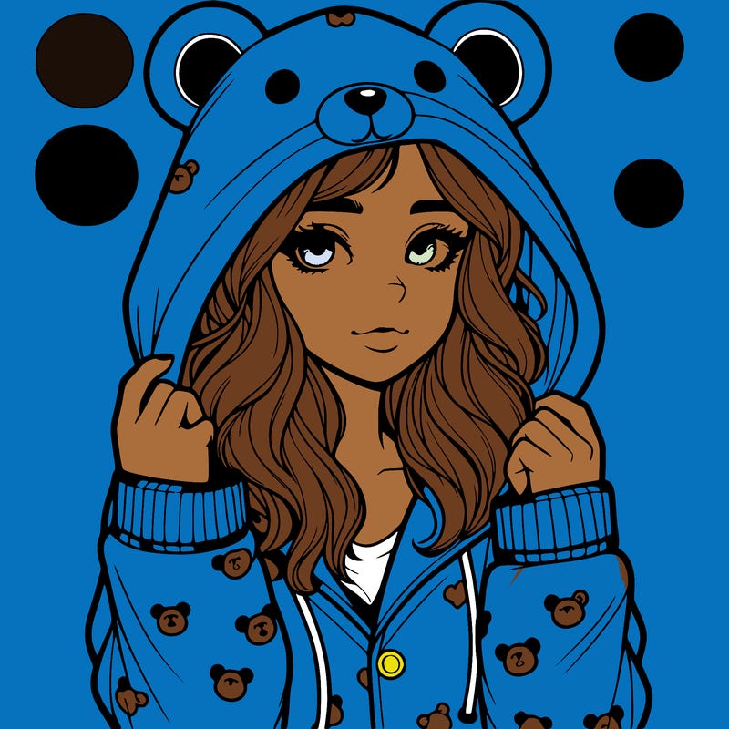 realistic girl in a animal pjs hoodie