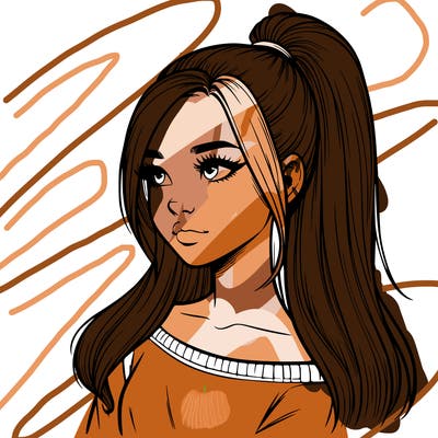 realistic girl with a high ponytail