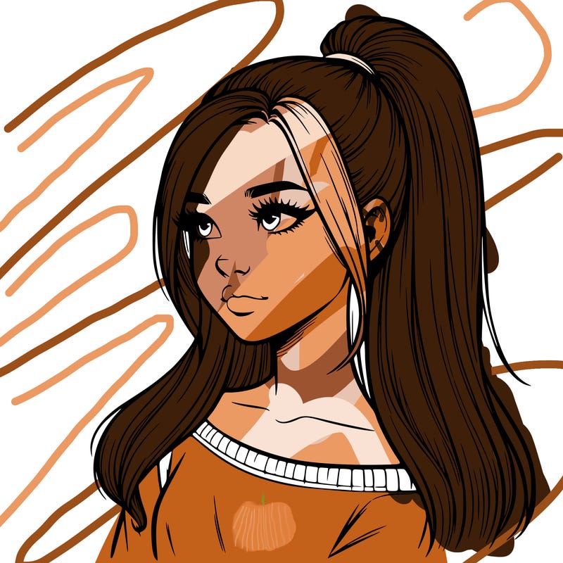 realistic girl with a high ponytail